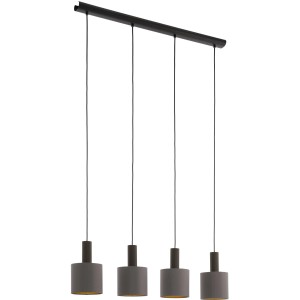 Moderne 4-flammige Eglo Hängeleuchte Concessa in Dunkelbraun, Cappuccino und Gold. Pendelleuchte für Wohnzimmer und Esszimmer.