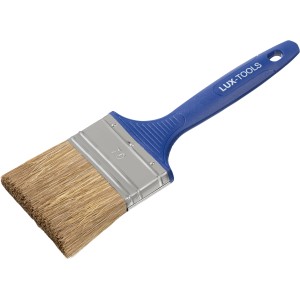 LUX Flachpinsel Lasur 70mm, Pinsel mit blauem Griff und hellem Borsten für Lasuren.