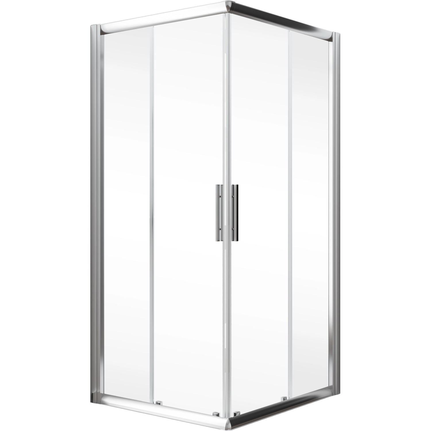 Schulte Eckeinstieg Kristall/Trend, 75x90x185 cm, Echtglas klar hell, Chrom-Optik.