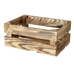 Kleine, braune Boltze Obstkiste Porto aus geflammtem Tannenholz, 16x25x36 cm.