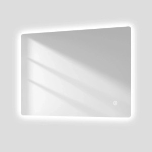Rechteckiger Emke Badspiegel 80x60 cm mit LED-Beleuchtung, Touchschalter und Antibeschlagfunktion. Dimmbares Licht.