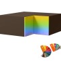 Dunkelbrauner Eckaufsatzschrank Brerra mit bunten Fronten, Relinggriff. RAL-Farbfächer für individuelle Küchenschrank-Gestaltung.