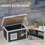 Graues PawHut Outdoor-Katzenhaus aus Tannenholz mit offenem Dach und herausnehmbarem Boden für einfache Reinigung.