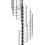 Weiße Minka Spindeltreppe Venezia mit schwarzen Metallelementen, 120 cm Durchmesser.