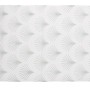 Gemusterter Baumwollteppich in Weiß und Mint mit Fransen, 60x120 cm. Moderner Wollteppich für Wohnräume.