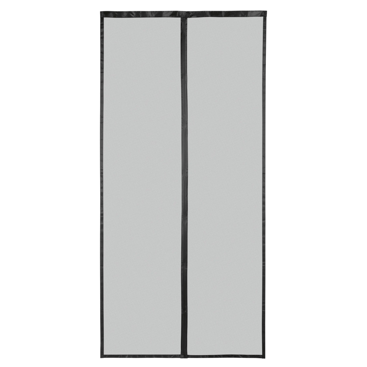 Schwarzes Easymaxx Moskitonetz mit Magnetverschluss für Tür, 100x210 cm.