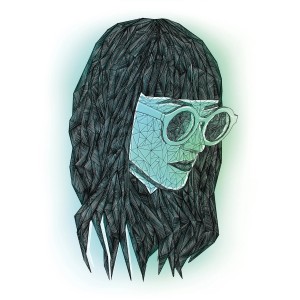 Komar Wandbild Grid Green, abstraktes Frauenportrait mit Brille, 30x40 cm.