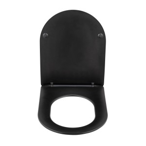 Wenko WC-Sitz Galati, D-Form, Duroplast, Schwarz, mit Absenkautomatik und Soft-Touch-Oberfläche.