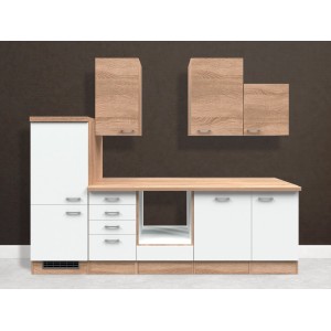 Flex-Well Küchenzeile Florida 280 cm in Sonoma Eiche-Weiß ohne E-Geräte.