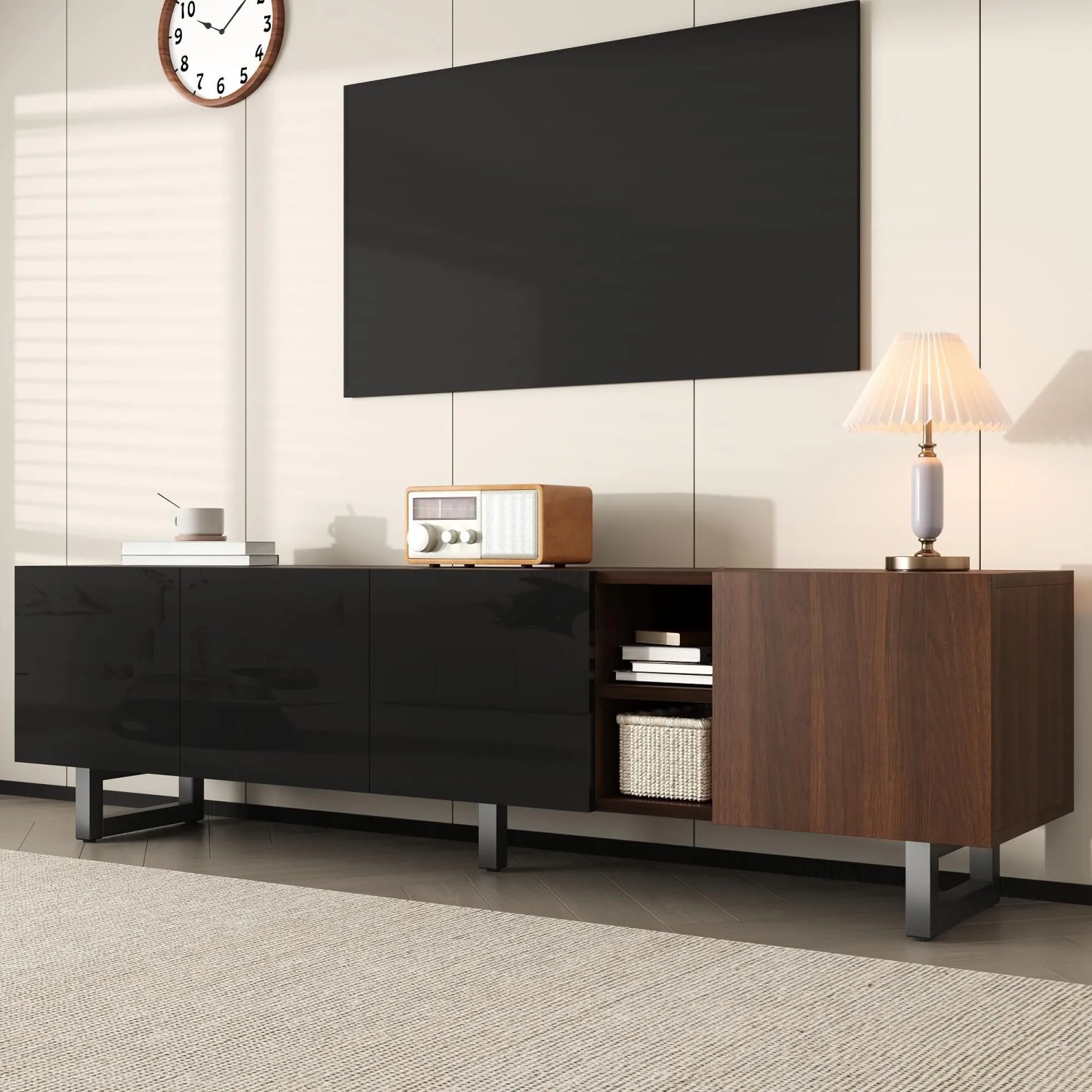 okwish TV-Schrank mit Vier Türen Wohnzimmer 180x38x50cm Braun_4