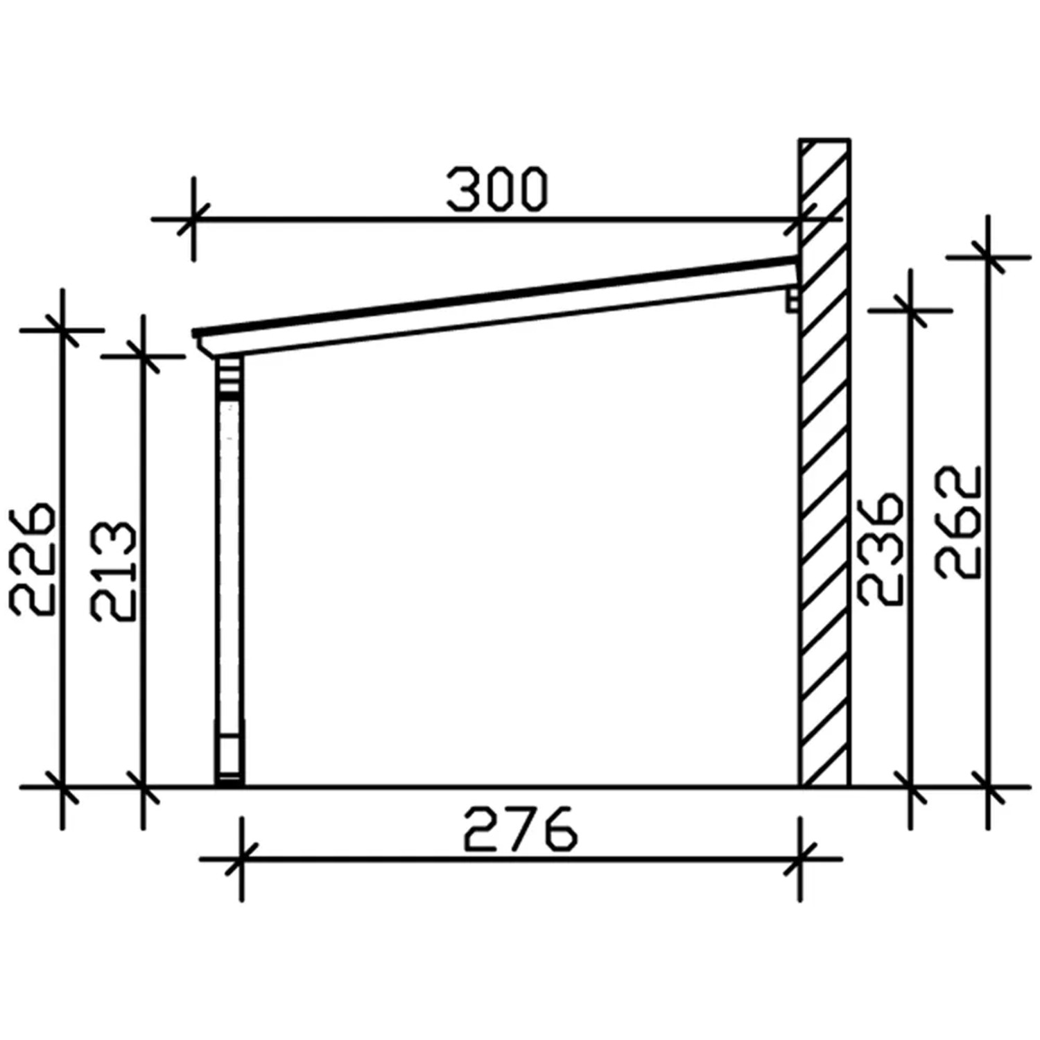 Technische Zeichnung: Skan Holz Carport Eifel, Maße 300x541 cm, Schiefergrau.