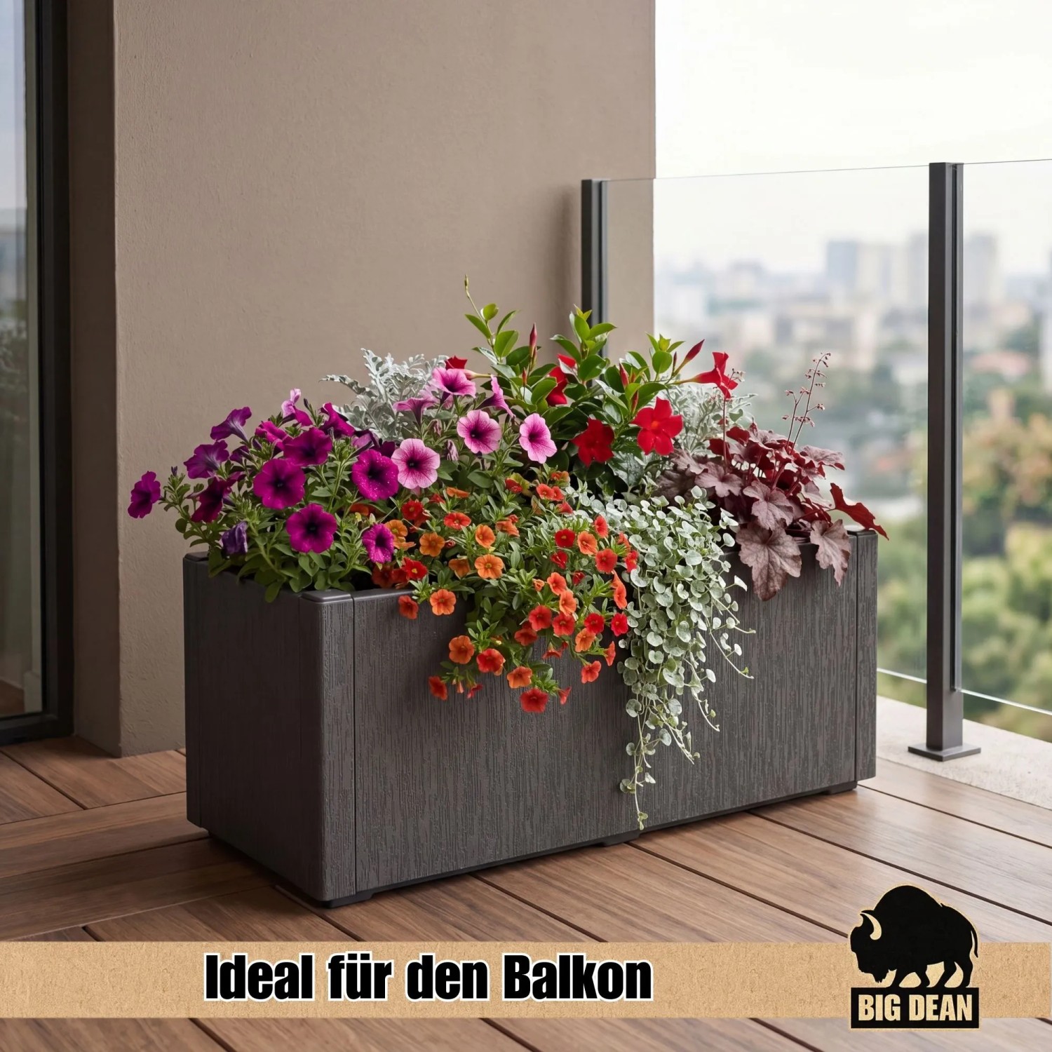 BigDean Blumenkasten 80L 80x36x35cm Ablaufboden Winterfest Pflanzkübel Übertopf Pflanzkasten Blumenkübel Made in Europa kaufen bei OBI