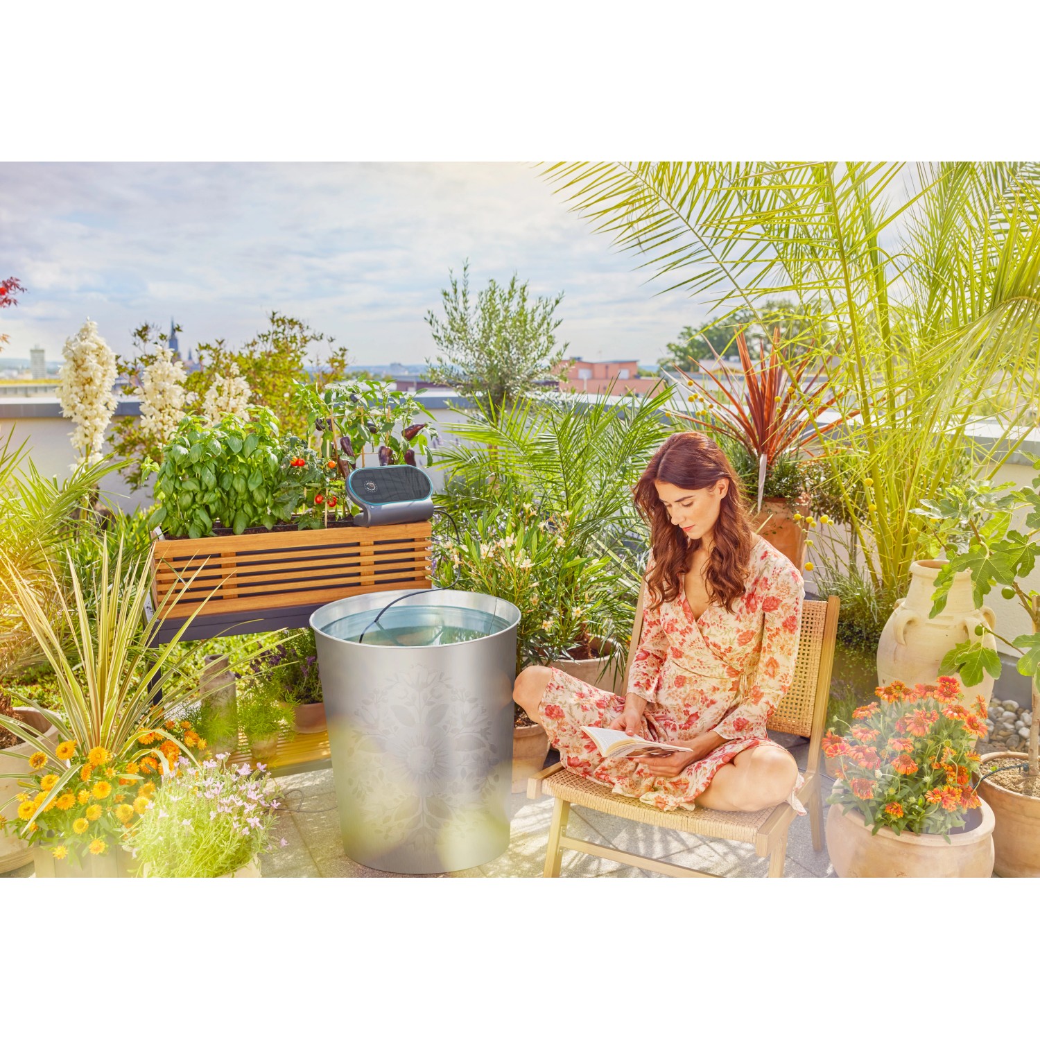 Gardena SolarBewässerung AquaBloom L Set Automatische Bewässerung