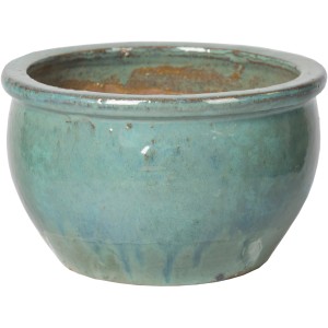 M Collections Pflanztopf Glazed Bavaria, 26 cm, Celadon. Keramiktopf für Garten und Balkon.