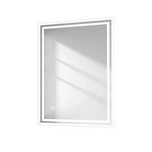 Rechteckiger Emke Badspiegel 80x60 cm mit LED-Beleuchtung, Anti-Beschlag-Funktion und Touchschalter.