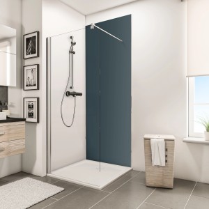 Schulte Duschrückwand Decodesign Erweiterung in Anthrazit, 210x90 cm, für moderne Badgestaltung.