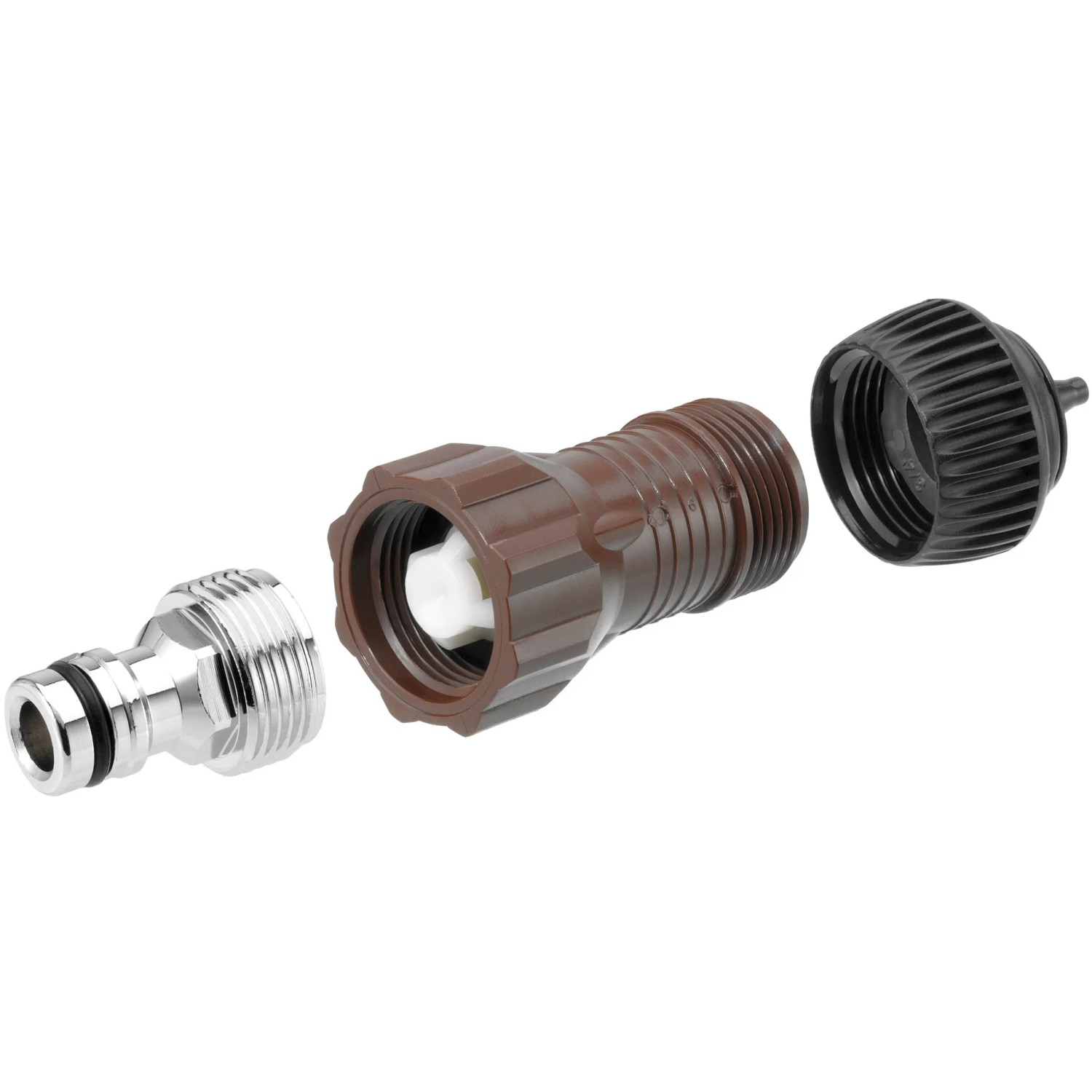 Geka Drip Druckminderer-Set (6 mm) für Micro-Drip-Systeme, bestehend aus Stecker, Druckminderer und Schlauchverbinder.