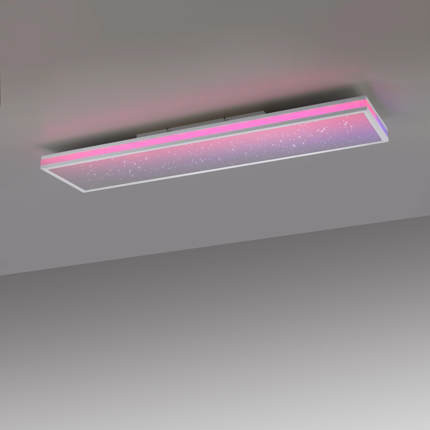 Weißes LED-Panel Just Light Mario mit Sternenhimmel-Effekt und farbiger Umrandung, 100x25 cm.