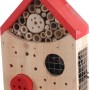 Insektenhotel aus Holz, naturfarben mit rotem Dach, 18x10x29cm, Nist- und Überwinterungshilfe.