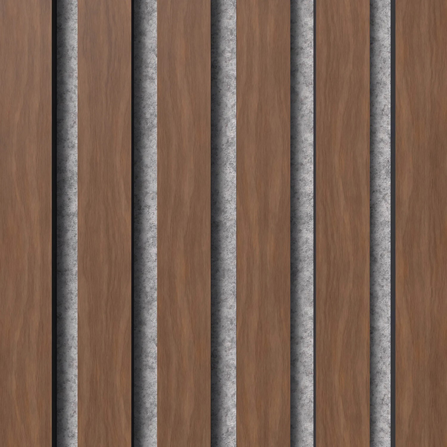 Akustikpaneel Walnuss mit schwarzem Filz, graue MDF-Leisten, 32x240cm, 2 Stück