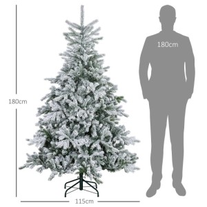 HOMCOM künstlicher Weihnachtsbaum, 180 cm hoch, schneebedeckt, mit dichtem Nadelwerk und stabilem Ständer. Ideal für Weihnachten.