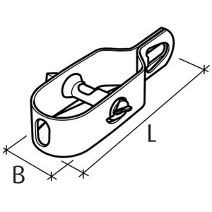 Feuerverzinkter Conacord Drahtspanner 10 cm für Zaunbau. Technische Skizze mit Längen- und Breitenangabe.