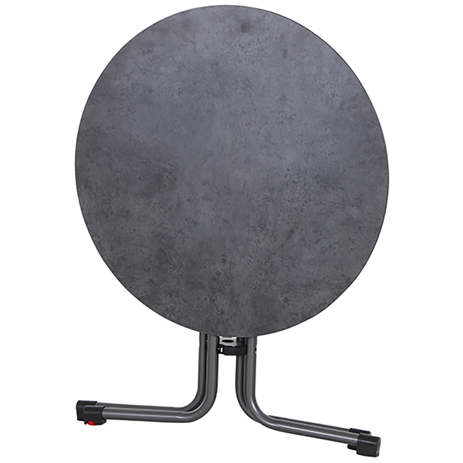 Runder, anthrazitfarbener Siena Garden Klapptisch Sola, Ø 80 cm. Gartentisch mit Stahlgestell.