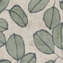 Vliestapete mit skandinavischem Blättermuster in Grün und Grau auf hellem, strukturiertem Hintergrund. Dekorative Wandgestaltung.