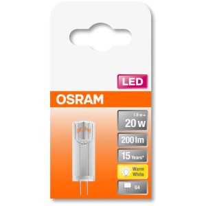 Osram G4 LED-Leuchtmittel, 1,8W, warmweiß, 200lm. Kompakte LED Lampe für G4 Fassung.
