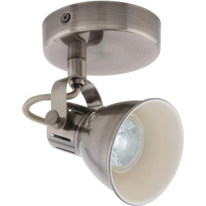 Eglo LED-Spot Seras, 1-flammig, nickel-matt/creme, warmweißes Licht.