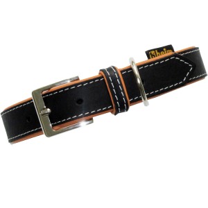 Schwarzes Heim Hundehalsband Florenz aus Leder, 25 mm breit und 55 cm lang.