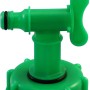Grüner Hahn mit Klicksystem für IBC-Regentonne. Zubehör für Wasserzapfstelle.