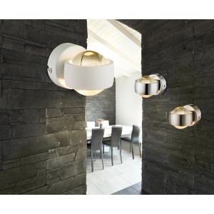 Globo LED-Wandleuchte RANDI, Nickel matt, mit klarem Glas und warmweißem Licht. Wandlampe in verschiedenen Farben.