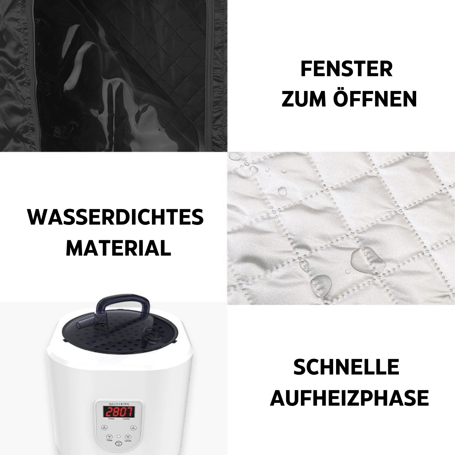 Sanotechnik Dampfsauna Tragbar 90 cm x 90 x 190 cm Schwarz_8