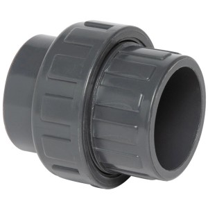 Steinbach PVC Verschraubung mit Klebemuffe für Pool Verrohrung, grau.