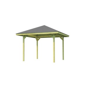 Weka Gartenlaube Paradies, 333x333 cm, Holzpavillon mit grauem Dach.