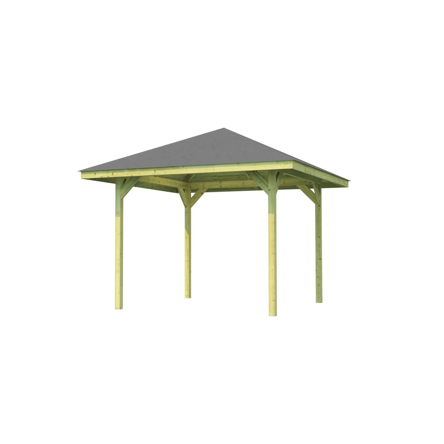 Weka Gartenlaube Paradies, 333x333 cm, Holzpavillon mit grauem Dach.