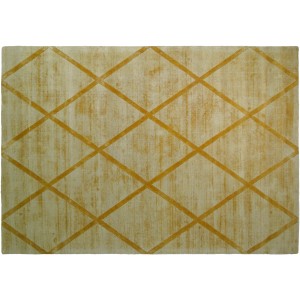 Gelber Kurzflorteppich Kayoom Luxury 210, 160x230 cm, mit Rautenmuster.