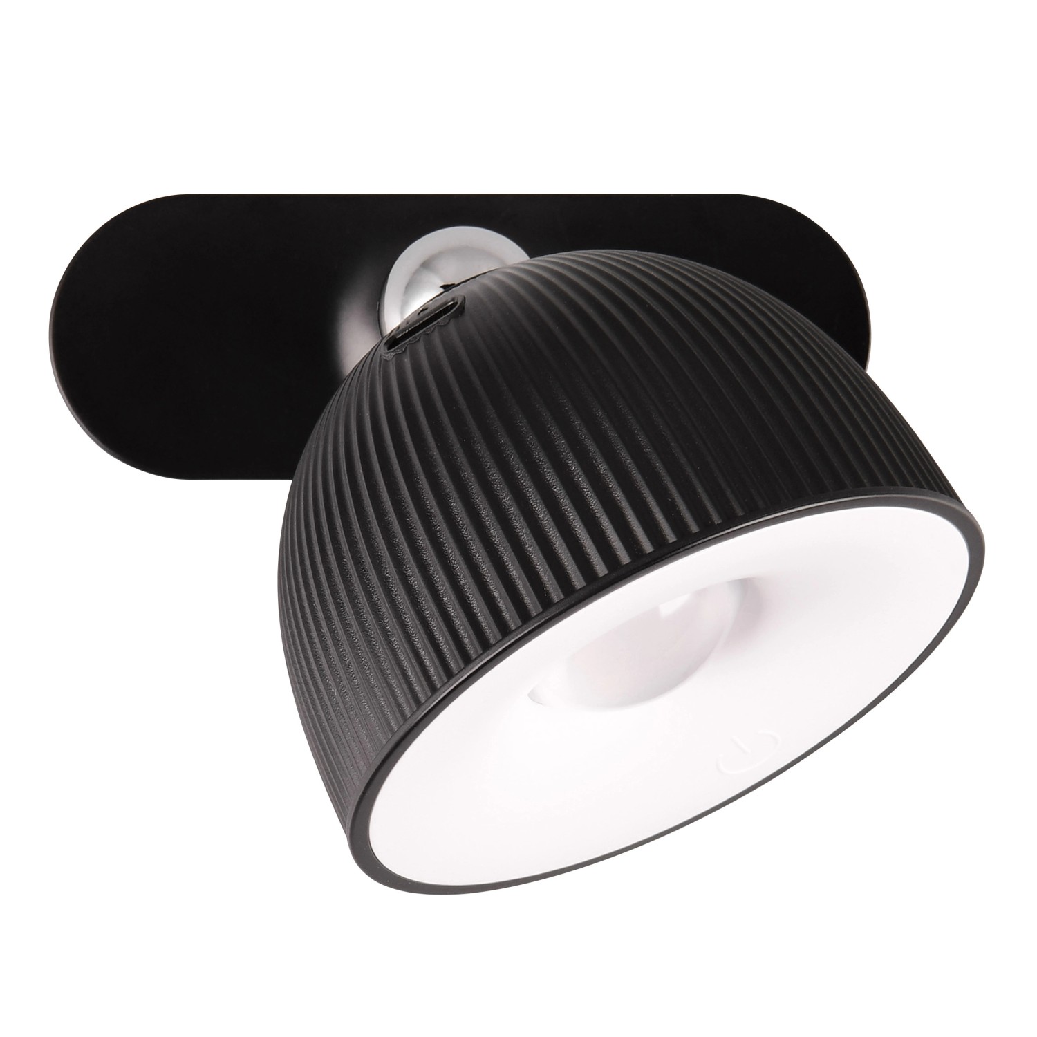 Schwarze Reality LED-Tischleuchte Maxima, Ø 8 cm, mit abnehmbarem Leuchtenkopf.