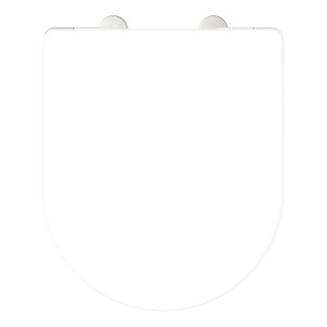 Weißer Schütte WC-Sitz D-Form Pro 2 Duroplast mit Absenkautomatik.