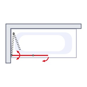 Skizze: Schulte Badewannenaufsatz mit Querstreifen, Drehfunktion für Badewanne