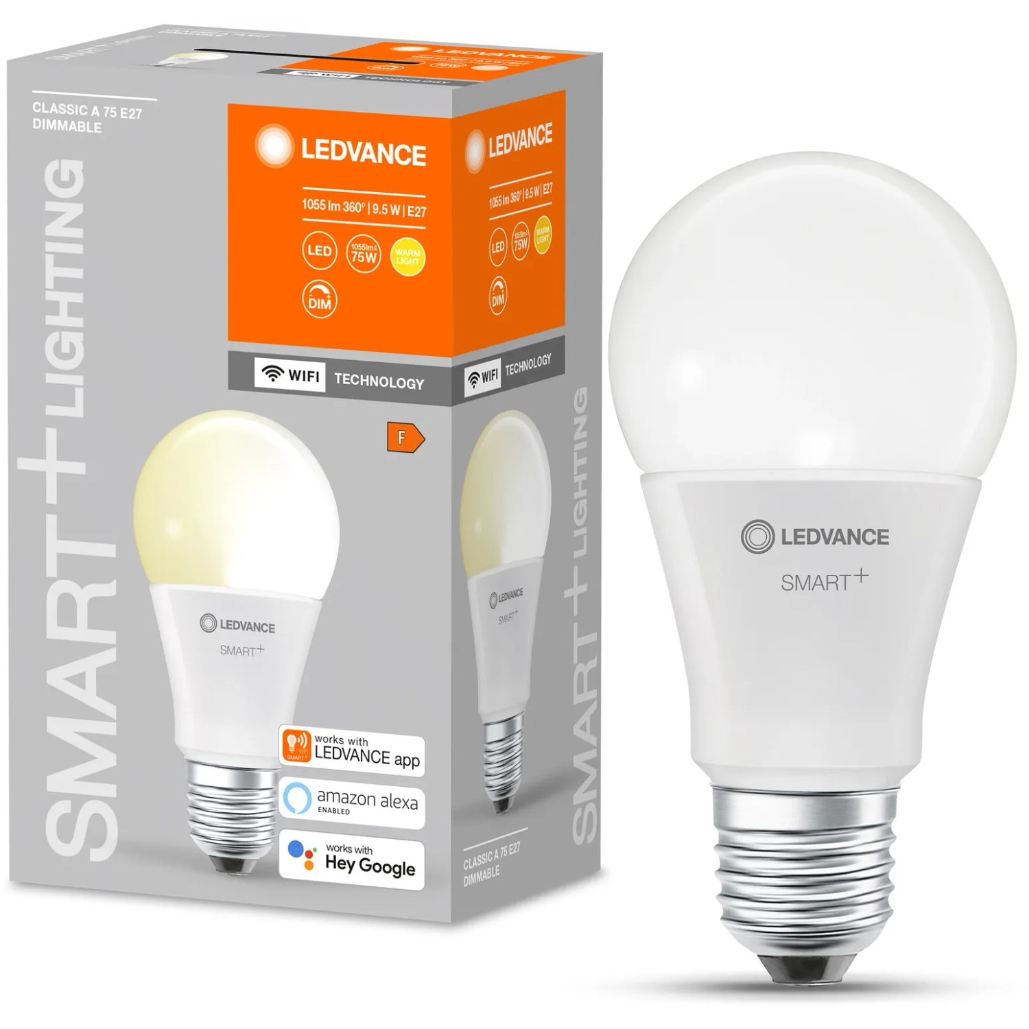 Ledvance Smart+ Leuchtmittel Wifi Classic E27, 9,5W, Weiß. Smarte LED Lampe mit E27 Sockel und WiFi Funktion.