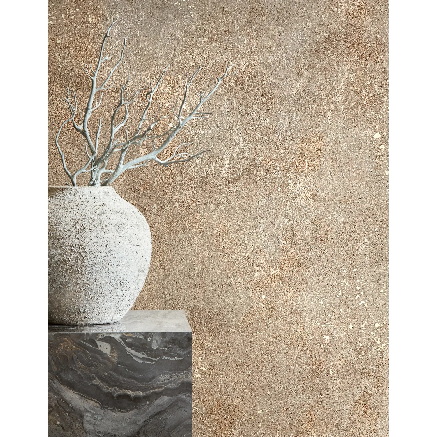 Marburg Vliestapete in Betonoptik beige-braun, leicht glänzend. Dekorative Tapete für Wohnräume.