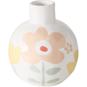 Mehrfarbige Boltze Vase Crysanto, 15 cm, mit Blumenmuster. Dekorative Blumenvase aus Steingut.