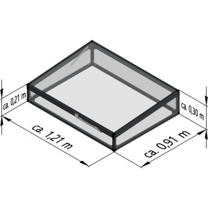 KGT Frühbeetaufsatz für Hochbeet 130, anthrazit-grau, mit Maßangaben.