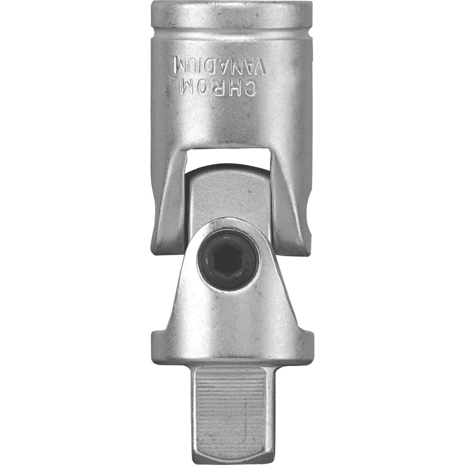 Einhell Werkzeugkoffer: Detailaufnahme Kardangelenk-Adapter aus Chrom-Vanadium-Stahl.