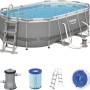 Bestway Stahlrahmenpool-Set Power Steel, oval, 427x250x100 cm, mit Leiter und Filterpumpe.
