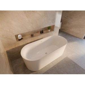 Freistehende, weiße Ottofond Badewanne Mince, 155 cm, im modernen Badezimmer.