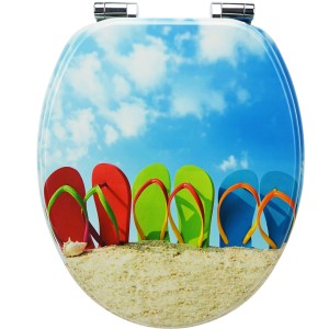 Sanfino WC Sitz Hearts Toilettendeckel mit Absenkautomatik aus Holz