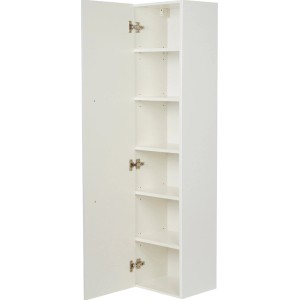 Weißer Posseik Bad-Hochschrank Homeline (35 cm) mit offener Tür und 5 Einlegeböden.